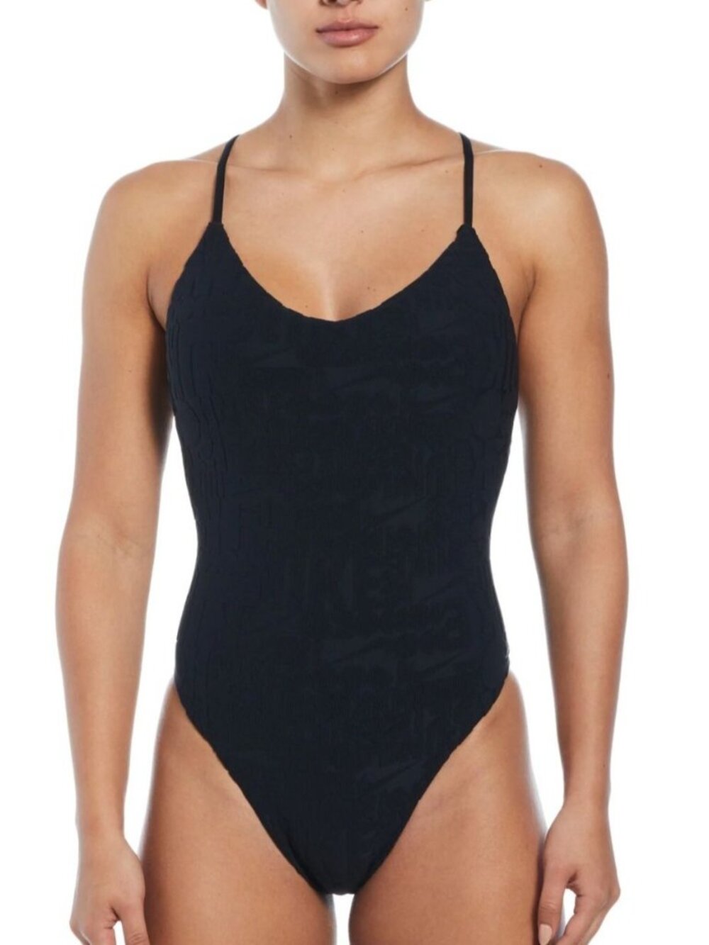 Nike Swim Retro Flow T-Back One-Piece Black NESSE244-001 Women's L NEW with Tags